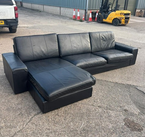 Dfs black leather corner - black,
