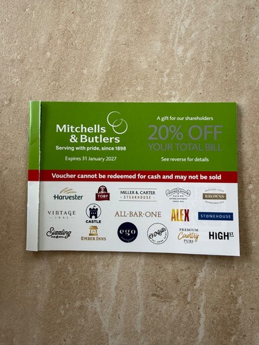 Mitchells and butlers voucher - mitchells,