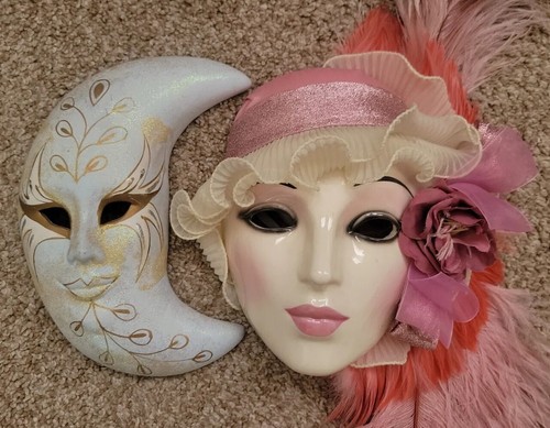 Pair 1980s mask wall - of,