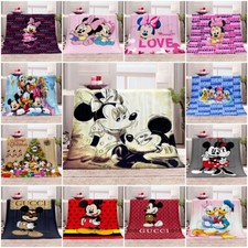 3D Disney Cartoon Mickey Minnie Mouse Fleece Throw Blanket Bedding Cover Gift UK