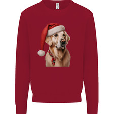 Christmas Golden Retriever Xmas Hat Dog Kids Sweatshirt Jumper