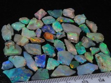 Nice Rough/Rubbed Small Lightning Ridge Opals/Chips 41.5cts Multicolour Fires NR