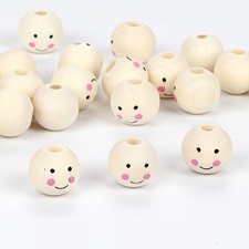 5 x Wooden Doll Head Beads