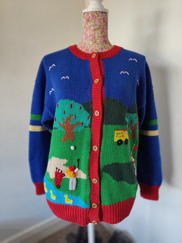 Vintage golf cardigan peruvian - vintage,