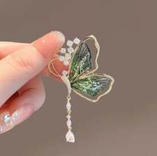 Butterfly Gold Crystal Brooch