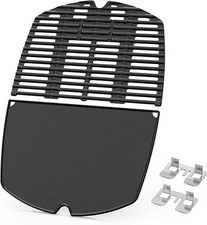 onlyfire Set of Cast Iron Griddle Plate and Cooking Grate for Weber Q200 Q220