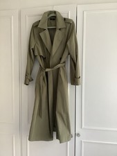 Woman’s Double Breasted Trench Coat. Beige/khaki. Lined With Belt. Size L 14/16