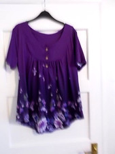 A Ladies Purple with Pattern Smock Top  Size L