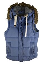 SUPERDRY University Gilet Size S Womens Blue Padded Vest Casual Outdoors