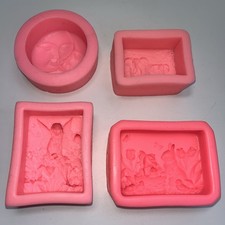 4 Soap Making Mould / Fairy, Rabbit with Basket, Elephants,Sun & Moon/ Silicone 
