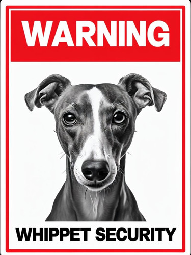 Warning whippet security metal - warning,