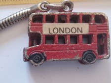 VINTAGE Old Keyring Metal Motor Vehicle Car Red London Double Decker bus 