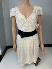 Milly Cabana New Cream Lace Dress Size Us4 Uk 8 Bnwts Black Belt