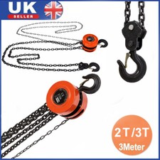 Chain Hoist Block and Tackle 2/3 Ton Capacity Winch Engine Lift Puller Fall 3M