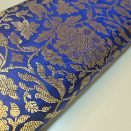 Blue gold indian brocade - blue,