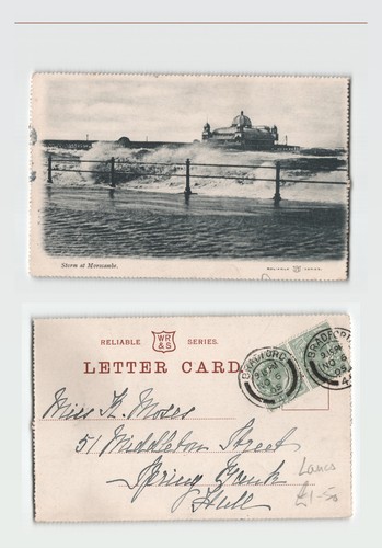 Postcard storm at morecambe - postcard,