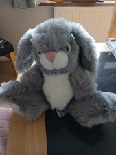 New.natural World Grey And White  Fluffy Rabbit Toy 9 Inches High. Gorgeous