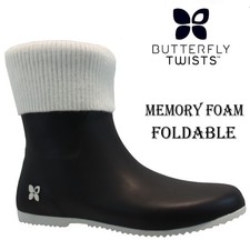 BUTTERFLY TWIST LADIES FOLDABLE RAIN SNOW FESTIVAL WELLIES WELLINGTON BOOTS SIZE
