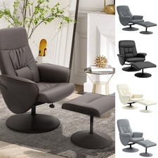 Swivel Recliner with Ottoman PU Leather Reclining Chair and Footrest