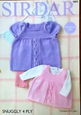 SIRDAR Knitting Pattern 4885 Baby Dress & Pinafore Prem to 2 years 4 Ply
