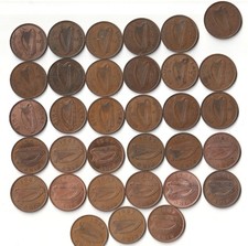 JOB LOT OF 33 X IRISH PENNIES, 1928 TO 1968