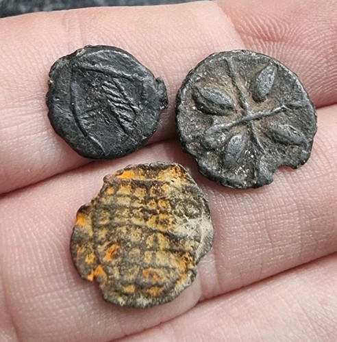 Medieval lead tokens shields - medieval,