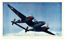 Original Poster Lockheed P38 Lightning Fighter Aircraft WWII Plane