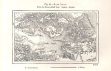 Lake Copais from the French Staff Map. Greece. Sketch map 1885 old antique