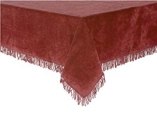 Diana Cowpe Burgundy Tablecloths Traditional Cotton Chenille Tablecloth Fringed