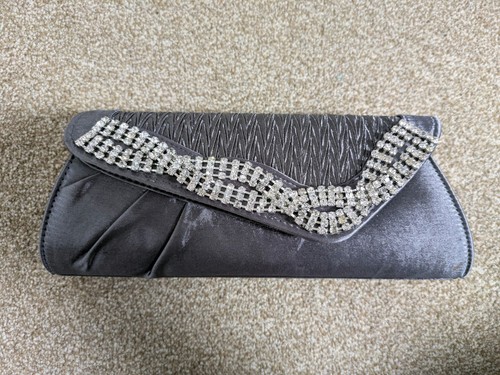 Grey jewelled clutch bag - clutch,