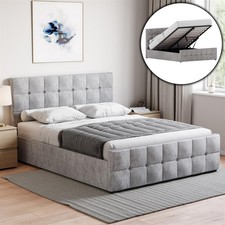 SALE Fabric King Size Modern 5ft Ottoman Bed Crushed Velvet Silver 