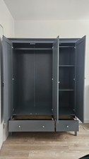 Dark grey 3-door wardrobe with