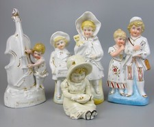Victorian Antique Children Figurines x 5. 19th century porcelain china weird lot