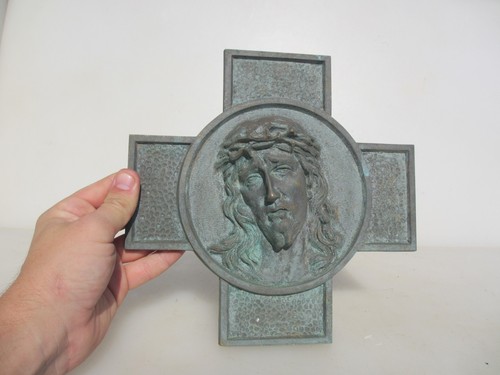 Vintage bronze jesus plaque - vintage,