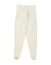 VINTAGE Womens High Waist Stirrup Leggings UK 0 2XS White Cotton NK03