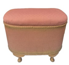 Art Deco Style Ottoman Storage Seat Trunk Footed Pink Vintage Painted