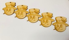 Wooden 10 x Snowman Baubles