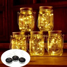 1/3/6Pack Solar Mason Jar Lid String Fairy Lights Outdoor Garden Lamps Decor