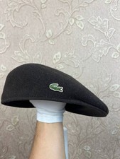 Lacoste Vintage Unisex Wool Flat Cap Beret Hat Size 4 L-XL Brown