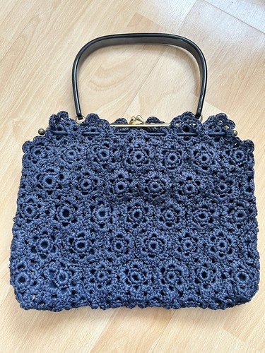 Vintage 1960s navy crocheted - 1960s,
