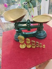 Vintage Green Weighing Scales Librasco  With Brass Bell Weight's