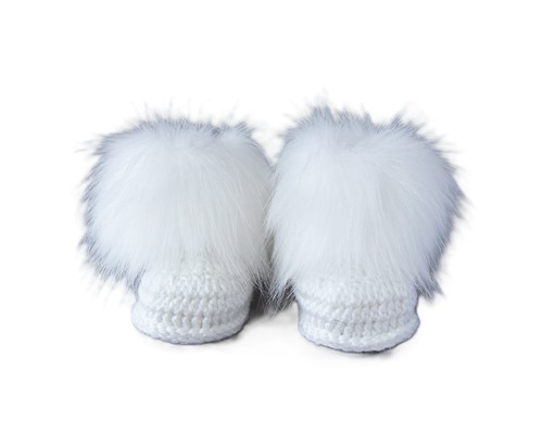 White faux fur unisex baby