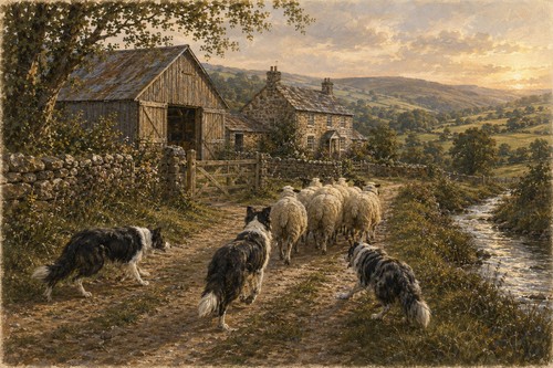 Border collie sheepdog art - collie,