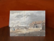 Outbuildings with figures by