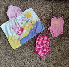 Girls 18-24 months summer bundle peppa pig beach towel, x2 pink swimming costume
