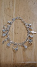 Pretty Silver Charm Bracelet Womens 7.5" Brand New