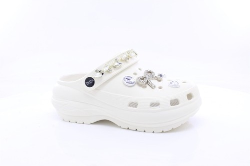 Ladies white platform diamante - platform,