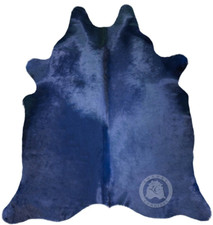 Real Cowhide Rug Royal Blue