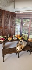 12th scale dolls house Tudor Preparation Table, bench, barrel with servants food