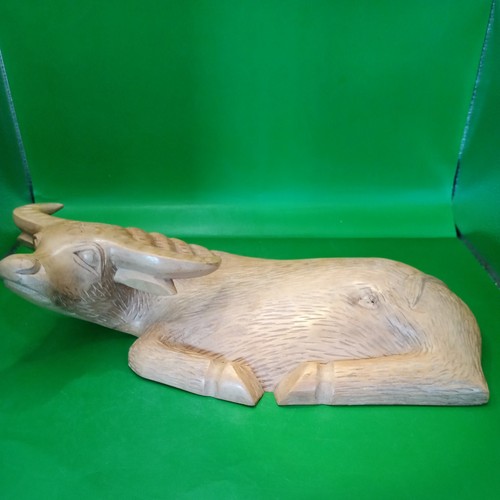 Carved wooden water buffalo - wooden,